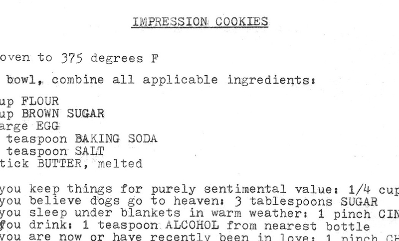 A cropped image of a recipe for Impression Cookies.